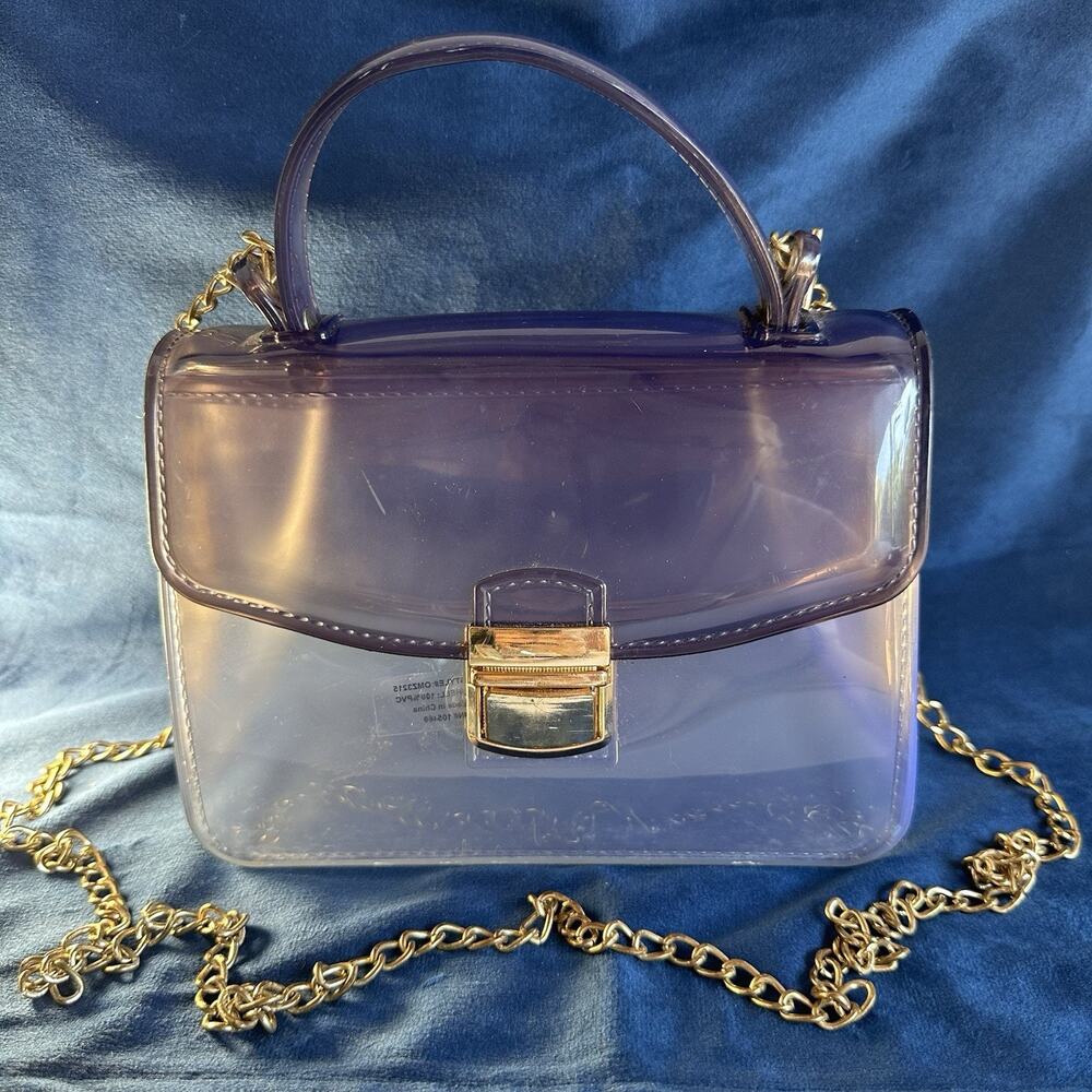 PVC Clear & Gray Venue bag Jelly type satchel crossbody Chain 6.5x5x3 Perfect